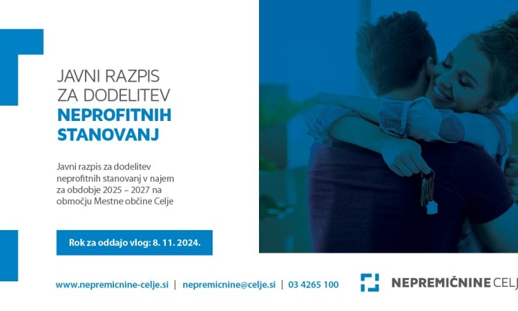 Javni razpis za dodelitev neprofitnih stanovanj v najem za obdobje 2025 - 2027 v Mestni občini Celje