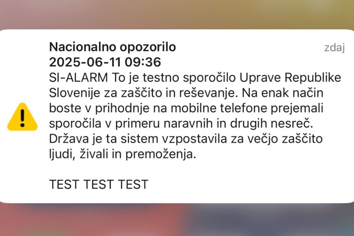 Zadnjo soboto v septembru testiranje novega sistema alarmiranja SI-Alarm