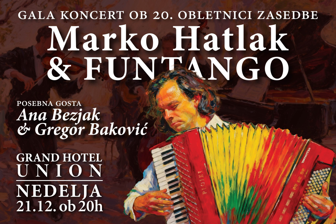 Božični gala koncert Marka Hatlaka in skupine FUNtango v Unionski dvorani