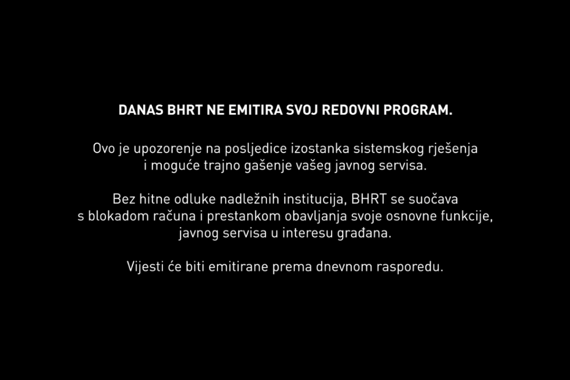 BHRT temporarily suspends regular broadcasting over mounting debts